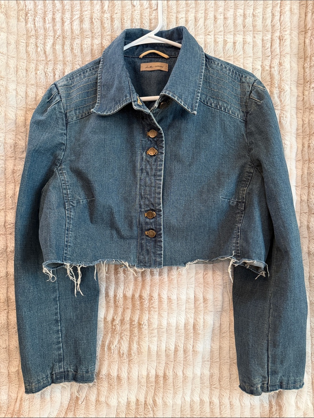 Ladies' Cropped Denim Jacket - Blue